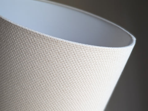 natural crosshatch fabric lamp shade in cream colorway with euro fitter hardware