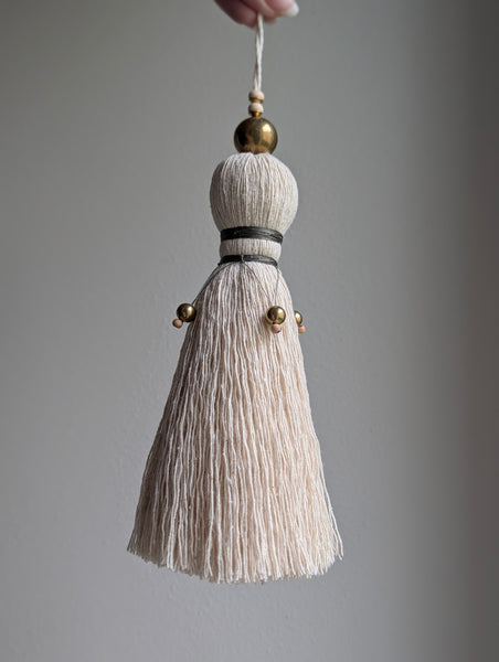 Handmade Large Cotton Door Tassel with Brass Beads #189