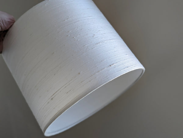 drum lampshade in white silk 