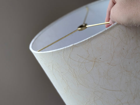 mulberry paper lampshade with textured paper in cream color