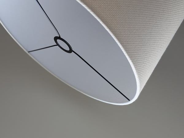 natural crosshatch fabric lamp shade in cream colorway with euro fitter hardware
