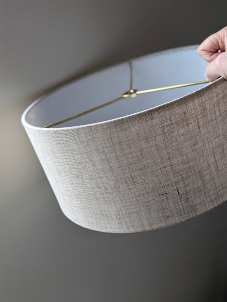Stone Linen Lamp Shade with Nickel Spider Hardware