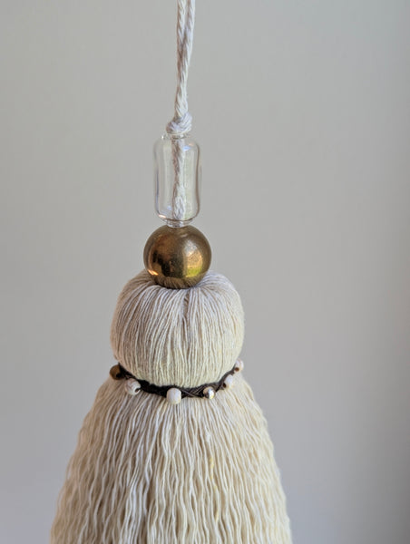 Handmade Medium Cotton Door Tassel with Brass and Glass Beads #178