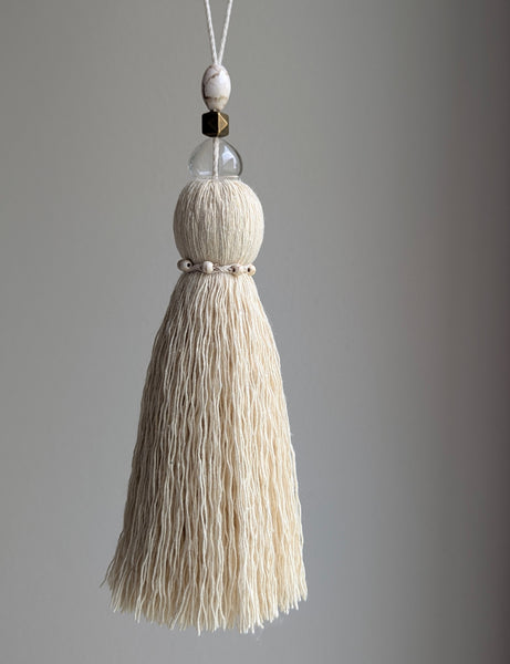 Handmade Door Knob Tassel with Brass, Glass, and Ceramic Beads #192
