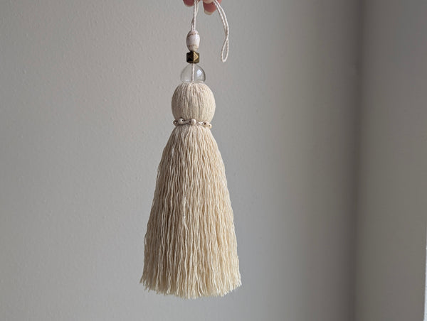 Handmade Door Knob Tassel with Brass, Glass, and Ceramic Beads #192
