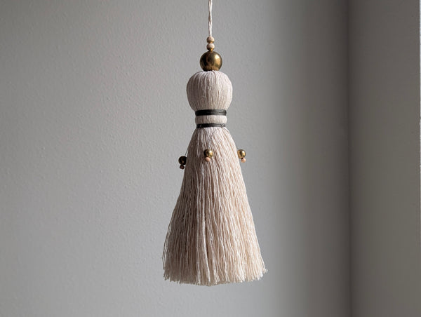 Handmade Large Cotton Door Tassel with Brass Beads #189