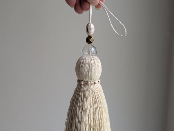Handmade Door Knob Tassel with Brass, Glass, and Ceramic Beads #192