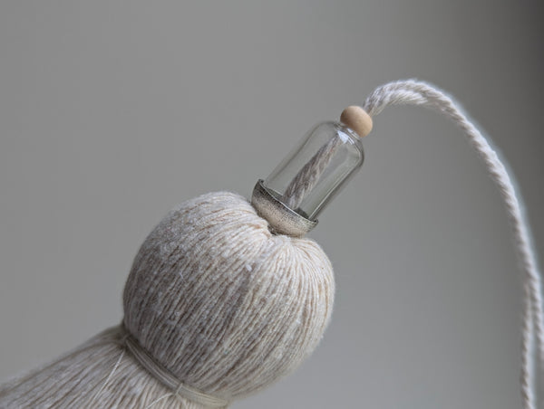 Handmade Door Knob Tassel with Silver and Wooden Accents #186