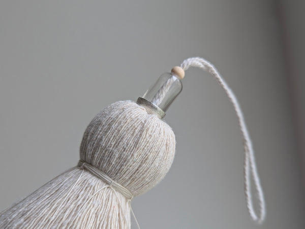 Handmade Door Knob Tassel with Silver and Wooden Accents #186