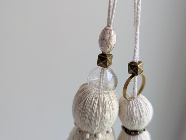 Handmade Door Knob Tassel with Brass, Glass, and Ceramic Beads #192