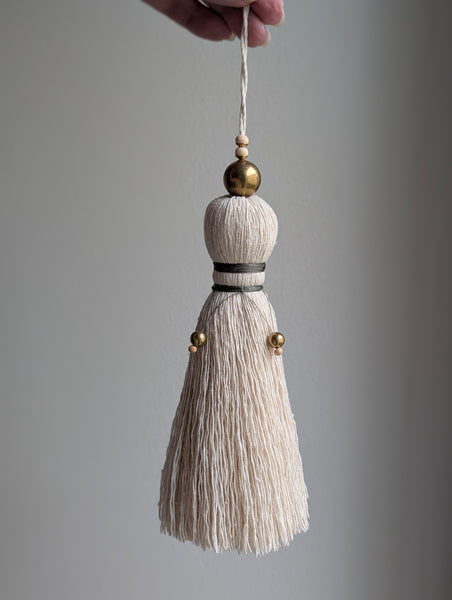 Handmade Large Cotton Door Tassel with Brass Beads #189