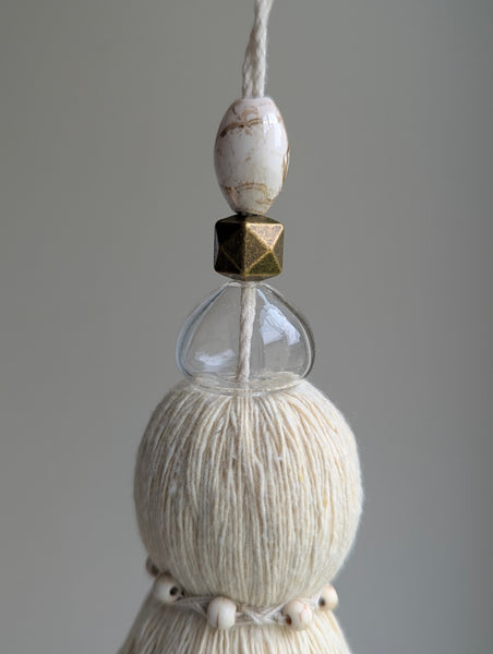 Handmade Door Knob Tassel with Brass, Glass, and Ceramic Beads #192