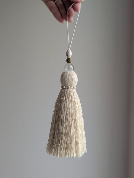 Handmade Door Knob Tassel with Brass, Glass, and Ceramic Beads #192