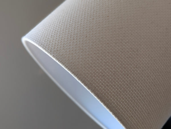 natural crosshatch fabric lamp shade in cream colorway with euro fitter hardware