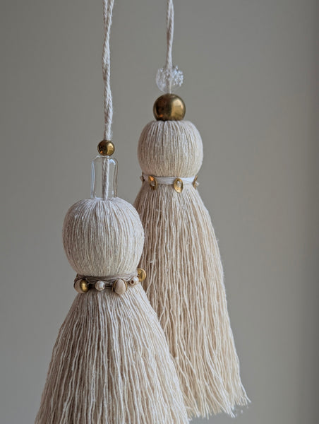 Handmade Large Cotton Door Tassel with Autumn Leaf in Brass #182