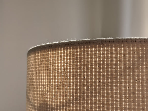 natural crosshatch fabric lamp shade in cream colorway with euro fitter hardware
