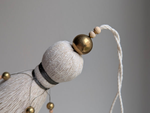 Handmade Large Cotton Door Tassel with Brass Beads #189