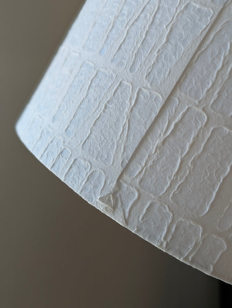 white textured paper lamp shade with geometric pattern 
