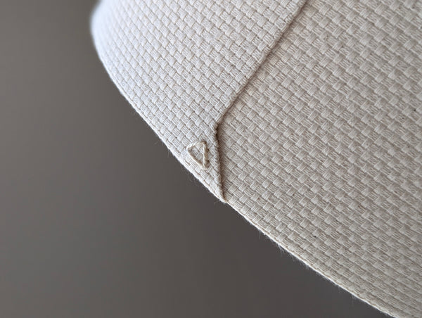 cream lamp shade in drum shape with natural crosshatch fabric 