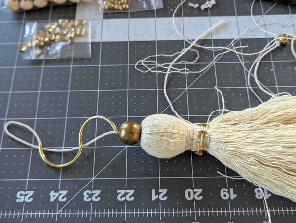 Handmade Large Cotton Tassel with Brass Details #176