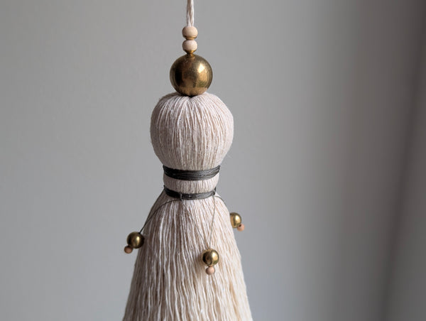 Handmade Large Cotton Door Tassel with Brass Beads #189