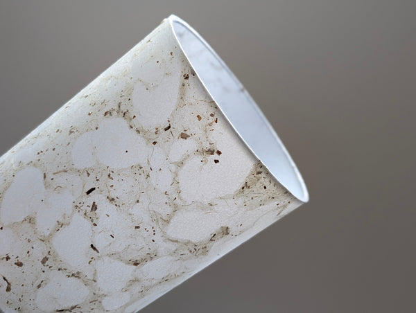 modern pebbled paper lampshade with textured paper in white and cream colorway