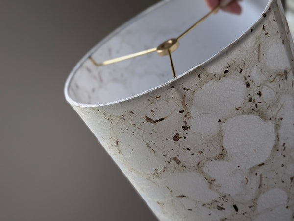 modern pebbled paper lampshade with textured paper in white and cream colorway