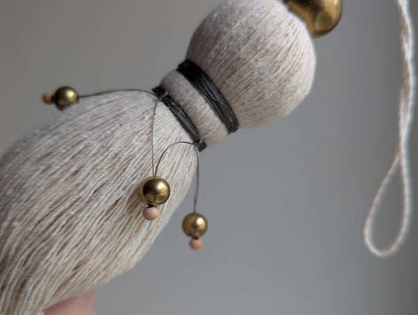 Handmade Large Cotton Door Tassel with Brass Beads #189