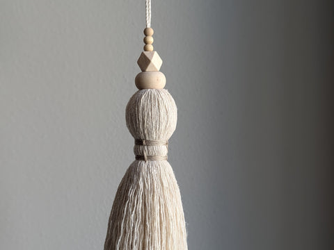 Natural Cotton Tassel with Wooden Beads #144
