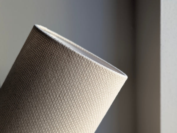 natural crosshatch fabric lamp shade in cream colorway with euro fitter hardware