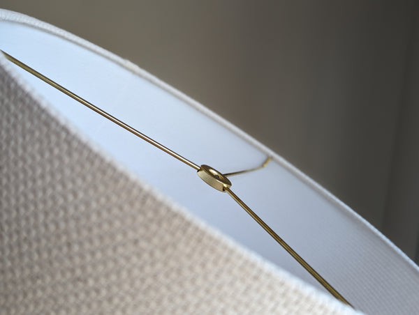 cream lamp shade in drum shape with natural crosshatch fabric 