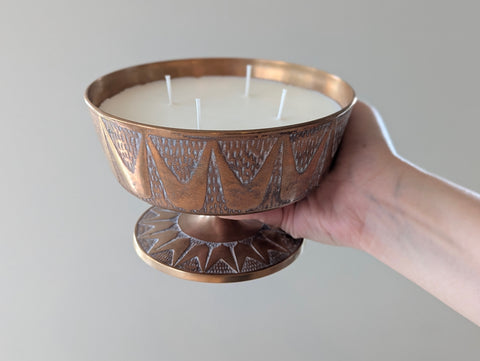 Vintage Brass MCM Pedestal Candle