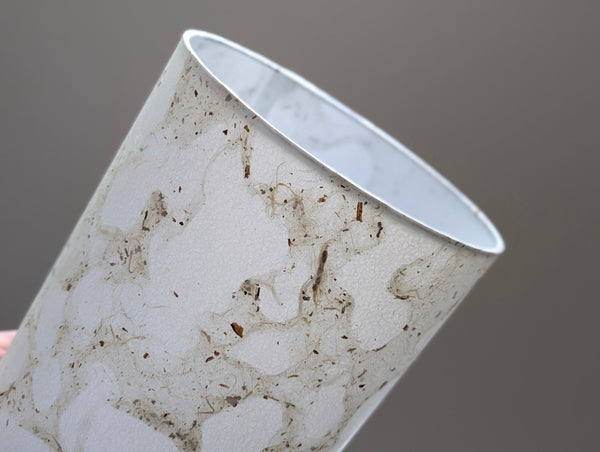 modern pebbled paper lampshade with textured paper in white and cream colorway