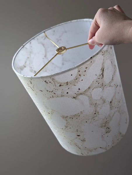 modern pebbled paper lampshade with textured paper in white and cream colorway