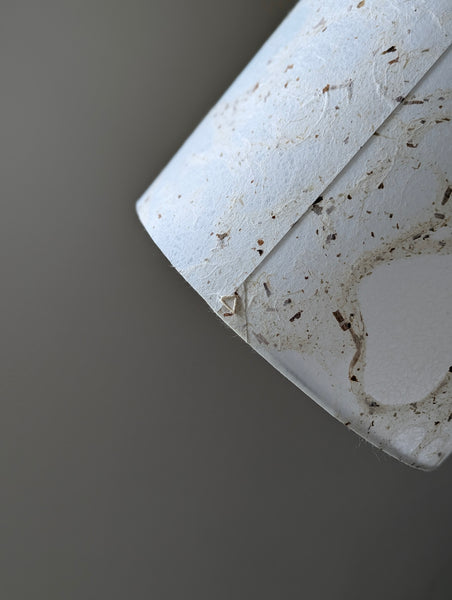 modern pebbled paper lampshade with textured paper in white and cream colorway