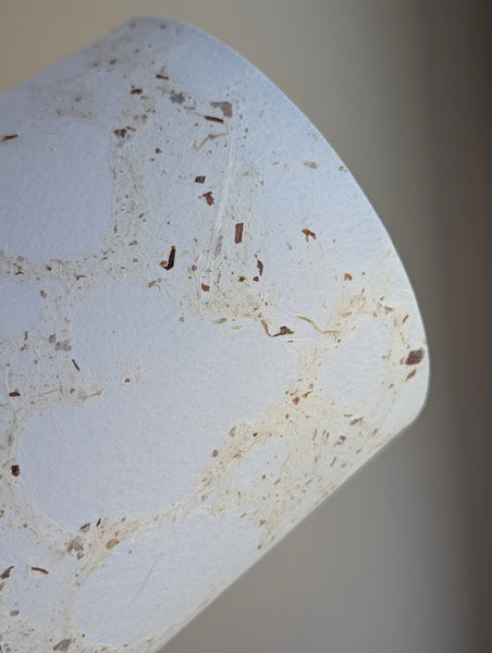 modern pebbled paper lampshade with textured paper in white and cream colorway