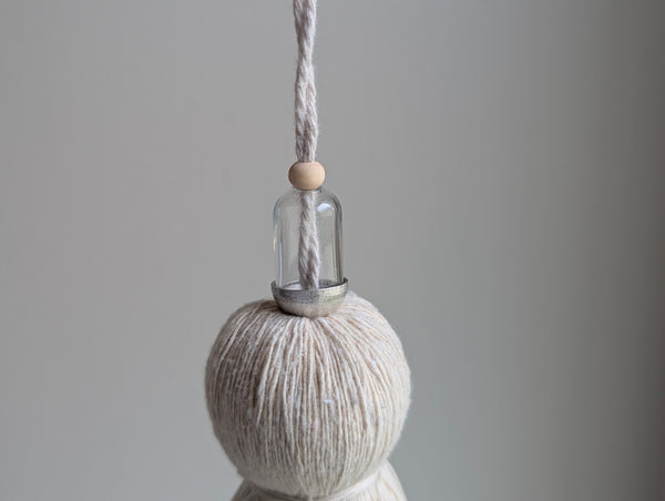 Handmade Door Knob Tassel with Silver and Wooden Accents #186