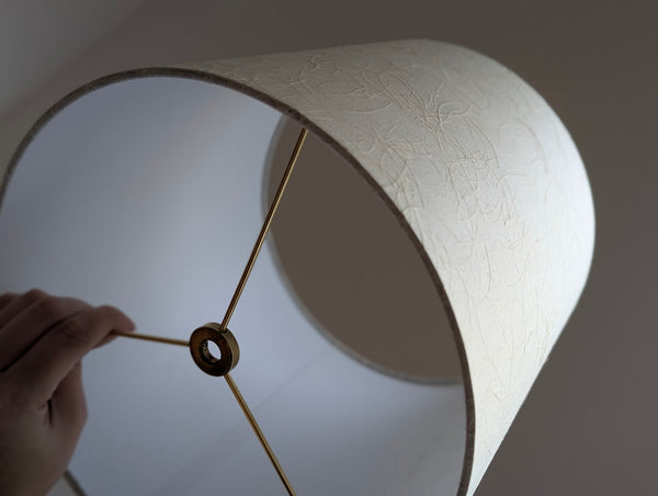 mulberry paper lampshade with textured paper in cream color