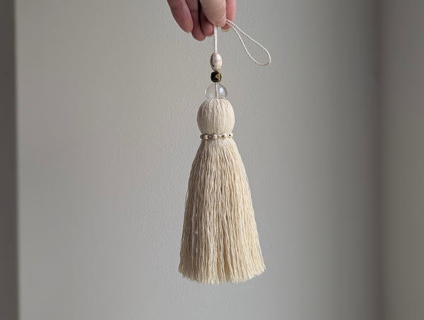 Handmade Door Knob Tassel with Brass, Glass, and Ceramic Beads #192