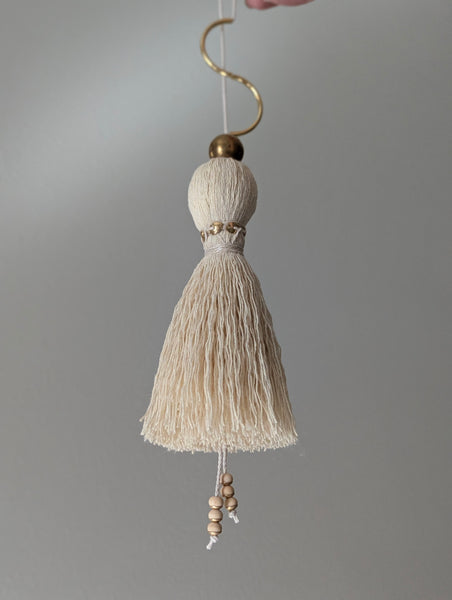 Handmade Large Cotton Tassel with Brass Details #176