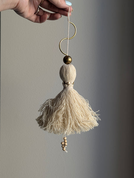 Handmade Large Cotton Tassel with Brass Details #176
