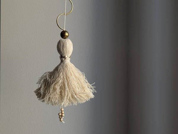 Handmade Large Cotton Tassel with Brass Details #176