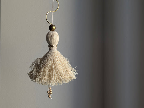 Handmade Large Cotton Tassel with Brass Details #176
