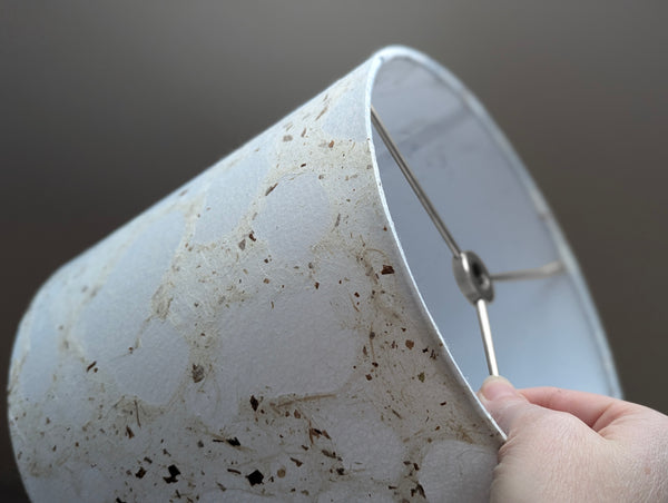 Modern Pebbled Paper Lamp Shade with Nickel Spider Hardware