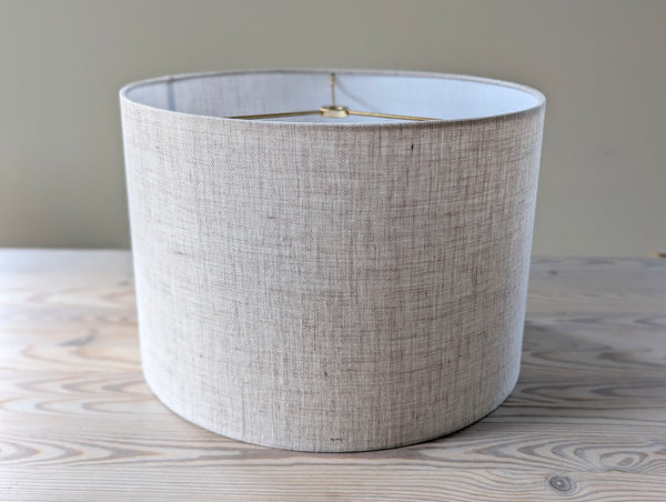 Stone Linen Lamp Shade with Nickel Spider Hardware