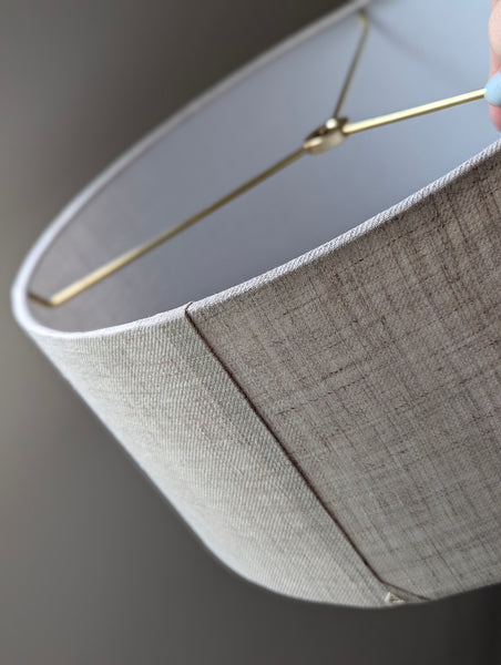 Stone Linen Lamp Shade with Nickel Spider Hardware