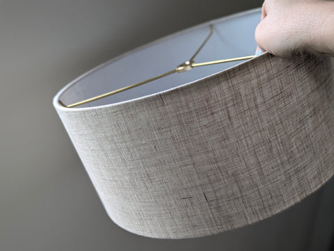 Stone Linen Lamp Shade with Brass Spider Hardware