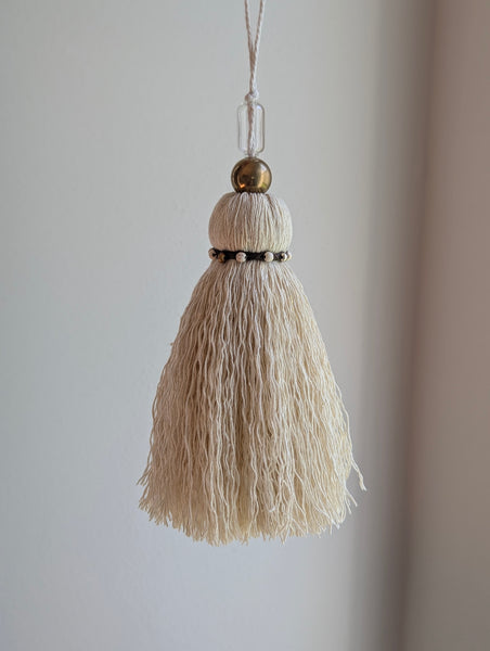 Handmade Medium Cotton Door Tassel with Brass and Glass Beads #178