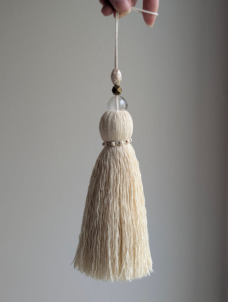 Handmade Door Knob Tassel with Brass, Glass, and Ceramic Beads #192