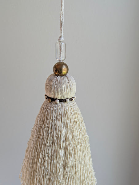 Handmade Medium Cotton Door Tassel with Brass and Glass Beads #178